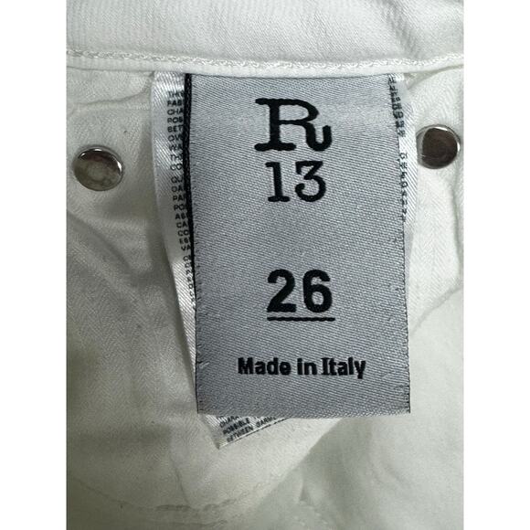 R13 Women's Kick Boot Fit Garret White Denim Jeans - Size 26 (25x25) - Picture 5 of 6